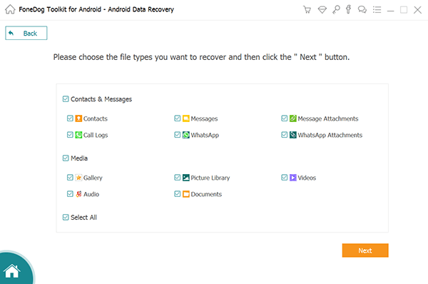 FoneDogAndroidデータ回復を使用してデータを回復する