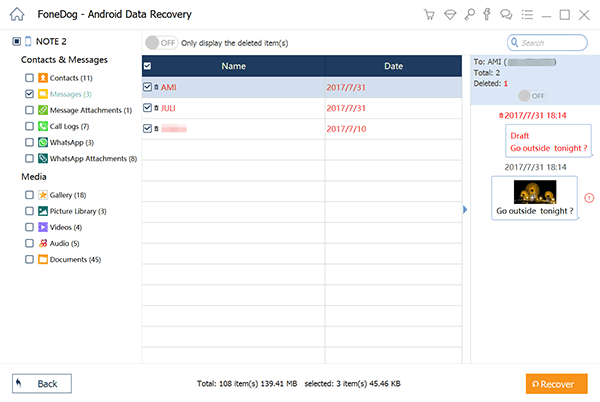 FoneDog Android Data Recoveryを使用してAndroidでアーカイブされたテキストメッセージを取得する