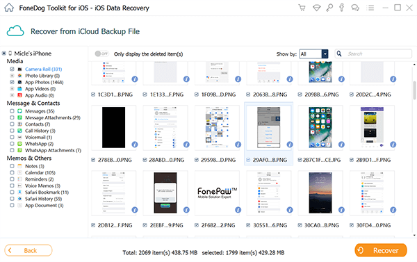 iCloud写真へのアクセス：FoneDog iOSデータ復元