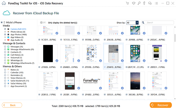 iCloud写真へのアクセス:FoneDog iOSデータ復元