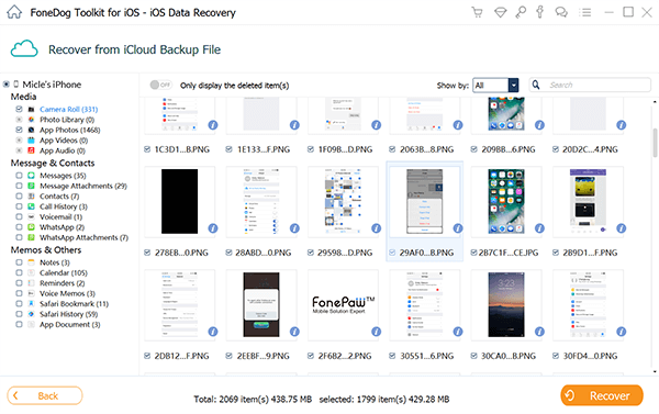 iPhoneから最近削除された画像のプレビューと抽出