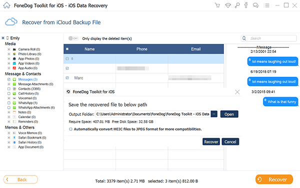 iCloudから削除されたメッセージをプレビューおよび回復する