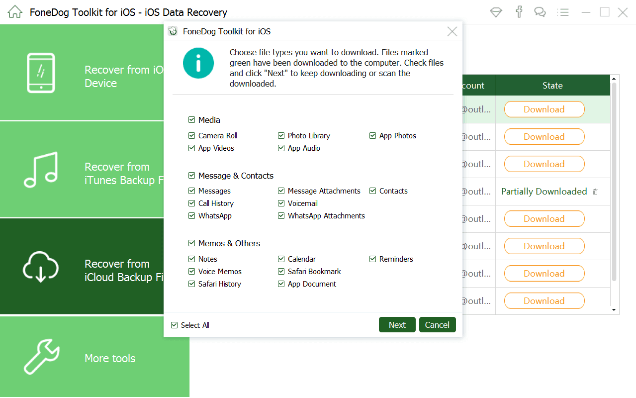 iCloudからスキャンするファイルを選択する