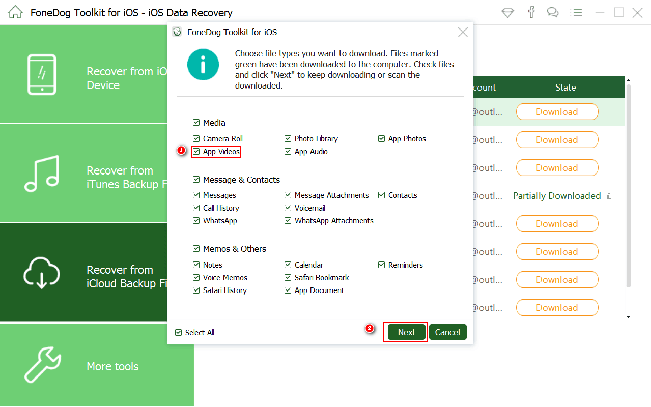 Icloudのビデオを選択