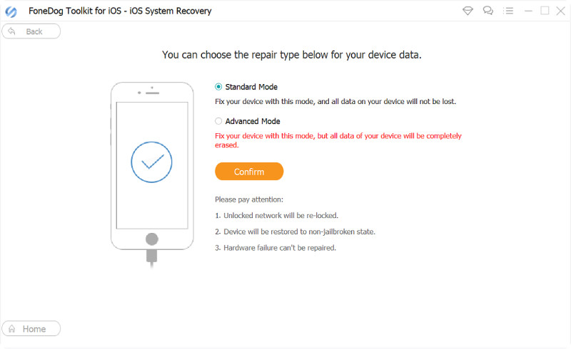 「iPhone 14の電源が入らない」問題を修正 – FoneDog iOSシステムリカバリ：モードを選択