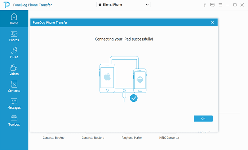 iPadの写真をPCに転送：FoneDog Phone Transfer - 接続