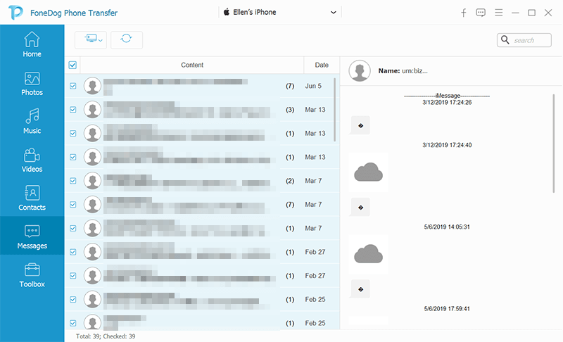 iMessage履歴のダウンロード – FoneDog Phone Transfer