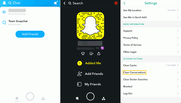 Snapchat会話を削除する