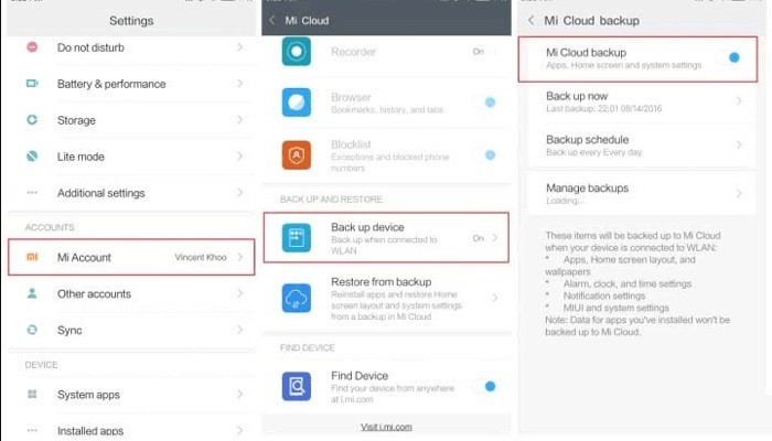 XiaomiのテキストメッセージをMi Cloudにバックアップする