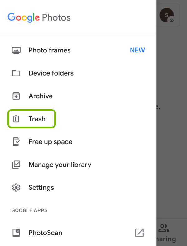 Android デバイスの Google フォトのゴミ箱