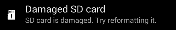 Androidの破損したSDカード