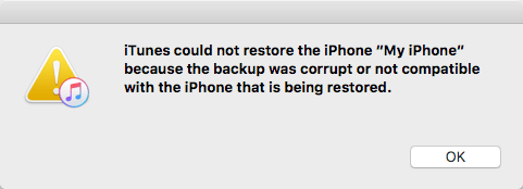 iTunesがバックアップを復元できない
