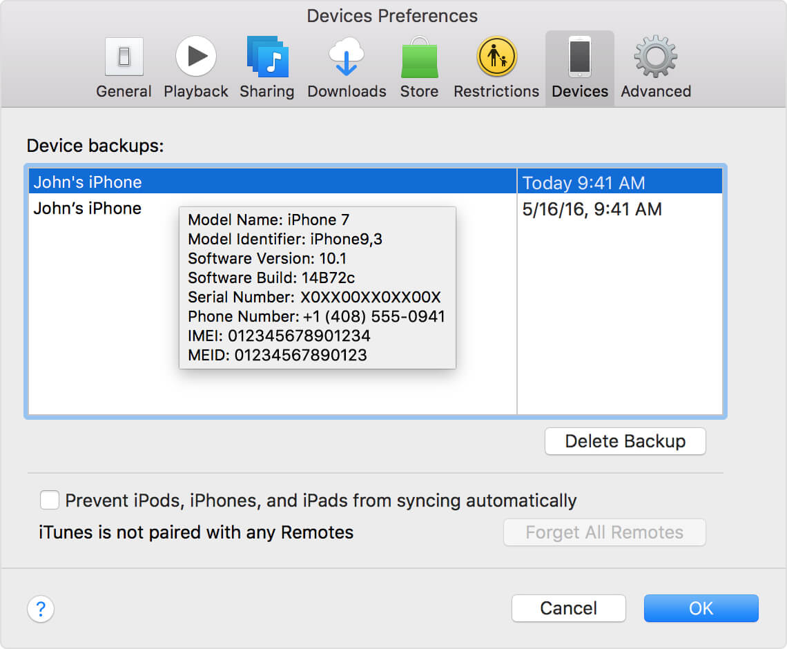 Macの修正iTunesのバックアップの破損