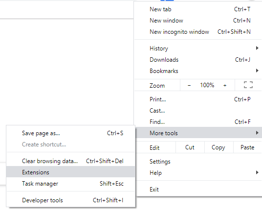 Chrome拡張機能ページを開く