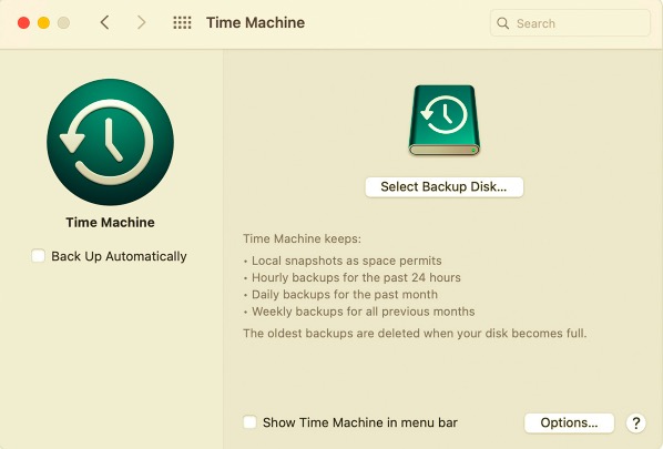 TimeMachineを使用して失われたファイルを回復する