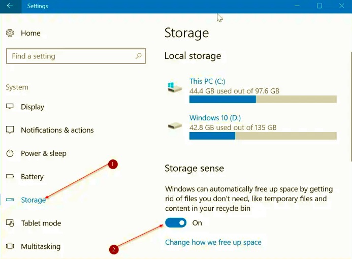 Storage Senseをオフにして、ごみ箱内のファイルの自動削除を停止します