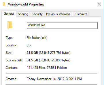 Windows.oldフォルダーをチェックして、Windows 10 Updateでハードドライブをワイプしました