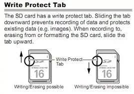 SDカードに保護を書き込むためにチェックしてください