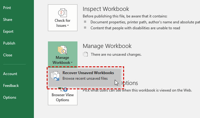 Windows 上の Excel 回復ファイルの場所を使用してファイルを取得する