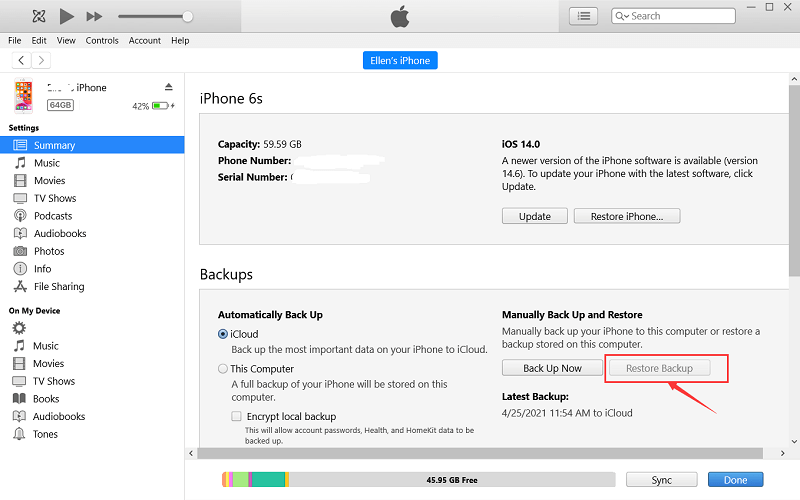 iPadのiTunesバックアップから削除したメッセージを復元する