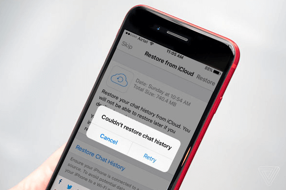 iCloudからのWhatsAppの復元が機能しない