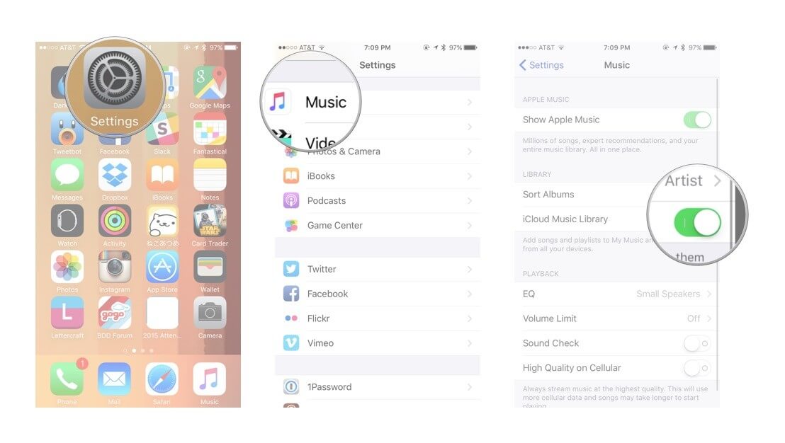 iCloudを使用してiPhoneの音楽をiPadに転送する