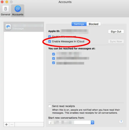 Mac でメッセージを iCloud にバックアップする