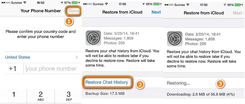 iCloudを使用してiPhoneからWhatsAppを抽出する