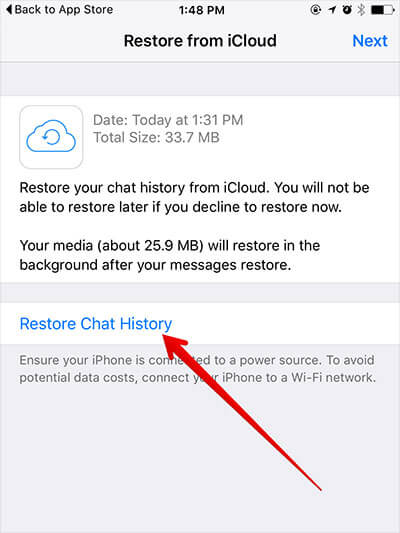 iCloudを使用してiPhoneから削除されたWhatsAppオーディオメッセージを復元する