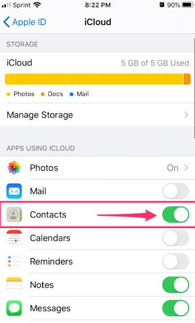 iCloud経由でiPhoneからSamsungに連絡先を転送する方法
