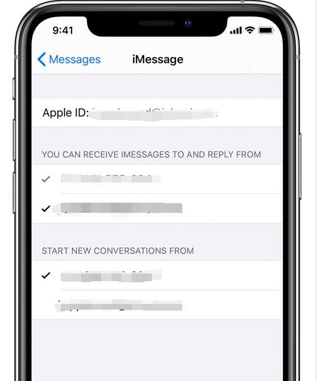 iMessageのメールアドレスを確認してください