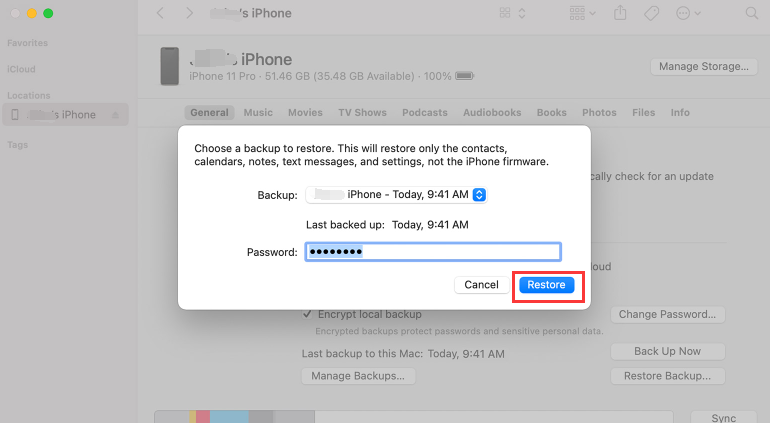 以前の iTunes バックアップを使用して削除された写真を復元する