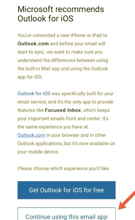Outlookアカウントをストックメールアプリに接続してOutlookを修正する