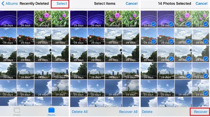 iPhone からは写真を削除しますが、iCloud からは削除しません - 「最近削除した」フォルダーを使用します