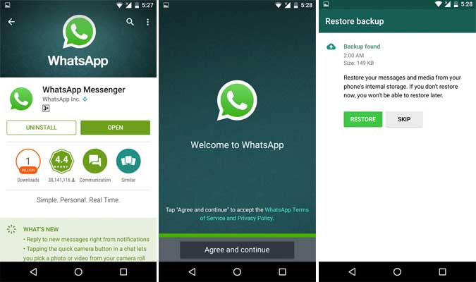 Whatsapp Androidを再インストールする