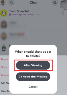 Snapchatメッセージを自動的に消去する