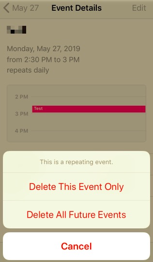 iPhoneで定期的なイベントを削除する方法