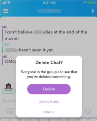Snapchatメッセージを消去する