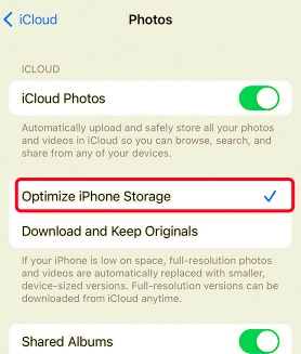 iPhone からは写真を削除しますが、iCloud からは削除しません - 「iPhone ストレージの最適化」を使用します