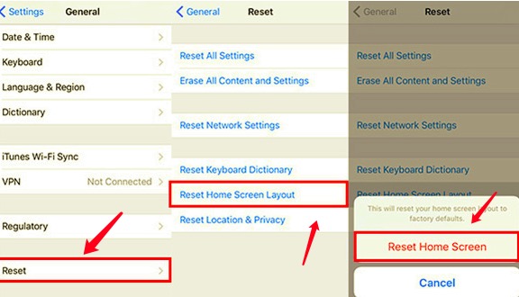 ホーム画面のレイアウトをリセットして、iPhoneに非表示のアプリを表示する