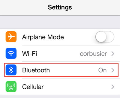 Bluetooth on iPhoneをオフにする