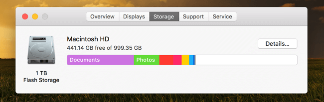 使用可能なディスク容量を確認するMac Flash Storage