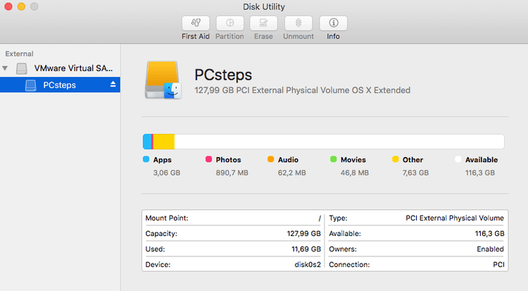 Macはディスクユーティリティを使用して消去せずにパーティションのサイズを変更します