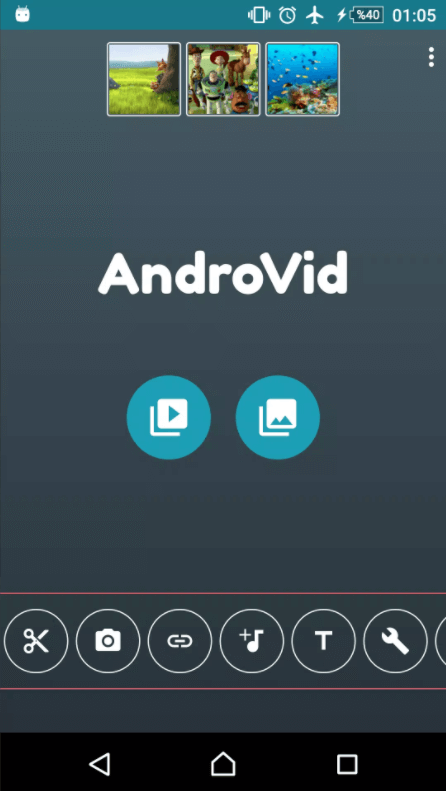 AndroVidビデオエディタビデオを結合するアプリのXNUMXつ
