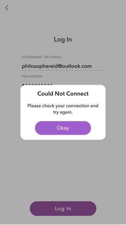 Snapchatはネットワークに接続できません