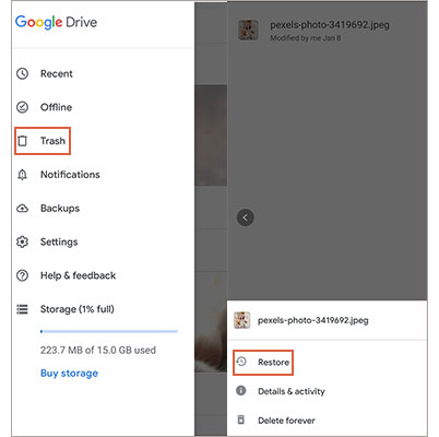 Googleドライブを使用してAndroidで完全に削除された写真を復元する