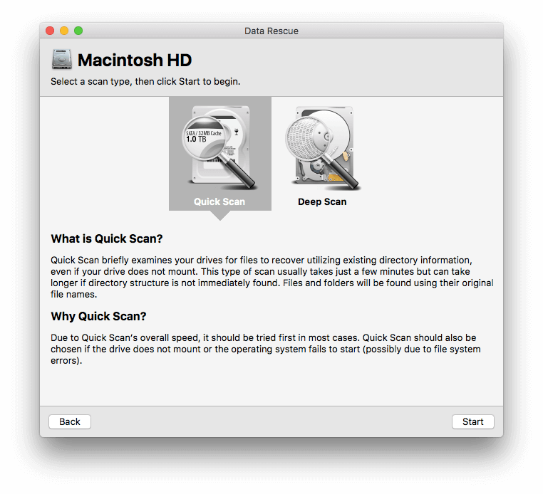 Prosoft DataRescueのスキャン機能