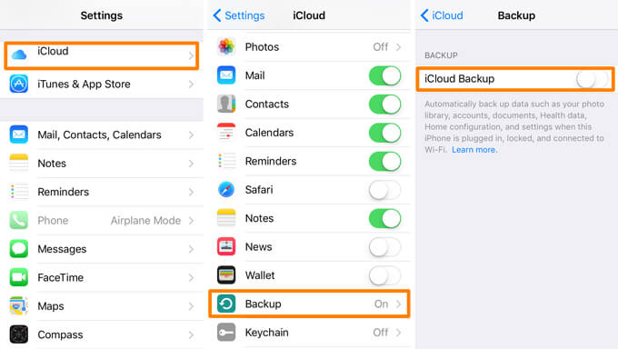 iCloudバックアップを有効にしてiTunesのアンインストールを解決する私の音楽を削除する