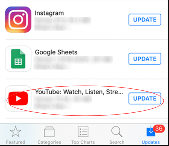 YouTube iOS を更新する