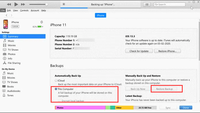 iTunesバックアップを使用してiPhoneから削除された最近の通話を回復する方法